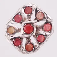 Ring, rosa opaka & bleka rubiner, stl 19¼, defekt, av, 925/1000 silver Vikt: 7,4 g