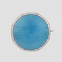 Brosch Sterlingsilver/Emalj, Aksel Holmsen Norge, diameter 3 cm. Vikt: 8,4 g