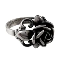 Retro Ring "Rosdekor", silver 925/1000, TEKA Pforzheim, Ø16½ mm (justerbar skena), bredd 3,8-15 mm, fint skick  Vikt: 4,4 g