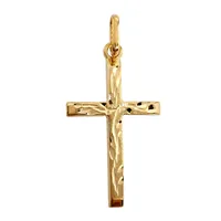 Hänge Kors, 18K guld, mönstrad modell, Guld Carlsén Ab (CCC), längd inkl. ögla 26 mm, bredd 12 mm, tjocklek 1,5 mm, fint skick Vikt: 0,6 g