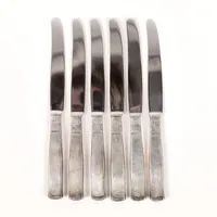 Sex smörgåsknivar, modell Rosenholm, längd 16,5cm, GAB, slitage, silver och stålblad, bruttovikt 164g Vikt: 0 g