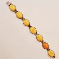 Armband, 20cm, bredd:16mm, orange/gula stenar, 925/1000 Silver 27,4g.