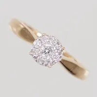 Ring, stl 16½, bredd 2-6,3mm, diamanter 1 x 0,10ct + 8 x 0,02ct, Guldfynd (GHA), Vikt: 3,3 g