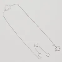 Armband Ankar integrerat hänge hjärta med diamanter 18x ca 0,001ct, 15 - 16,5 - 18cm, bredd 0,5mm, hjärta 6,7 - 7,9mm, vitguld 18K Vikt: 1,1 g