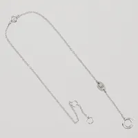 Armband Ankar med integrerat hänge med diamant 1x ca 0,04ct, 16 - 17,5cm, bredd 0,6mm, hänge Ø 3,5mm, vitguld, HE 18K Vikt: 1,1 g