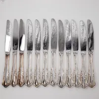 12 Bordsknivar, modell Harmoni, 21cm, MGAB/MEMA, Silver 830/1000 bruttovikt 941,8g Vikt: 941,8 g