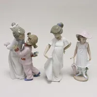 3 figuriner Nao, flicka som dansar 21cm, syskonpar med paket 22cm, flicka med paraply 18cm, Spanien. Skickas med postpaket.