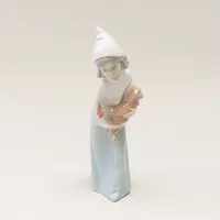 Figurin Lladro, flicka med tupp 19,5cm, Spanien. Vikt: 0 g