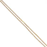 Glittrig halskedja i vitt & gult guld 18K. Den är 50 cm lång, 2 mm bred/ hög och väger 3,1g. Springring. Stämplad 750. 