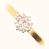 Ring, diamant 0,10ct, stl 16¼, bredd ca 2-6mm, London, gravyr, 18K Vikt: 2,5 g