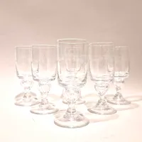 Sex vinglas, Antik , Rejmyre glasbruk, Ø6-6,5cm, olika längd ca 16-16,5cm