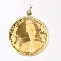 Hänge med mynt Venus-Afrodite, Bohyne Kräsy Läsky A Plodnosti,Ø 19,8mm ink ram, ram i 14K, slitage, 23K.  Vikt: 4,4 g