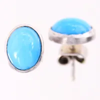 Örhängen med blåa stenar, 10,8x8,4mm, skev infattning, silver 900/1000  Vikt: 3 g