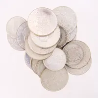 Diverse mynt, 40% silver.  Vikt: 256 g