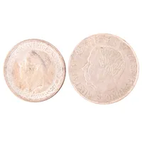 Mynt 2st, 2kr och 5kr, silver 400/1000 Vikt: 31,9 g