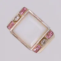 Ring med vita och rosa stenar, stl 17¾, bredd: 7,8-16,5mm, silver 925/1000 Vikt: 30,5 g