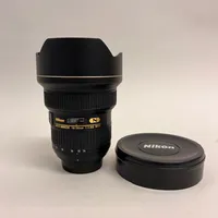 Objektiv, Nikon AF-S Nikkor 14-24mm 1:2.8G, med nano crystal-beläggning, snr: 217078, skyddslock, manual, fodral, kartong med stötmärken Skickas med postpaket.