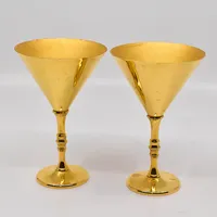 2 Cocktailglas, Skultuna 1607, mässing, N10, höjd 12cm, Ø8cm