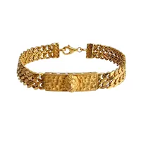 Armband Tvåradig Pansarlänk med stukturmönstrad bricka, 21K guld, vita stenar, ej massiv modell, längd 18,0 cm, bredd 9,5 - 10 mm, roterbart lejon på brickan Vikt: 16,9 g
