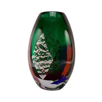 Konstglas - Vas, Leif Persson - Strömbergshyttan, studioglas, tillverkad 1999, höjd 22,5 cm, grön glasmassa med flerfärgad dekor, signerad undertill i botten + märkt med etikett, fint skick utan anmärkning, vikt 3750 gram Skickas med postpaket.