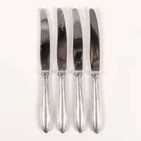Fyra bordsknivar, K Anderson, Stockholm, längd 20,5cm, otydliga stämplar, silver och stålblad, bruttovikt 215g Vikt: 0 g