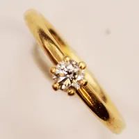 Ring, diamant 0,20ct enligt gravyr, TW/SI, Ø16¼, bredd:5mm, gravyr, 18K 2,1g.