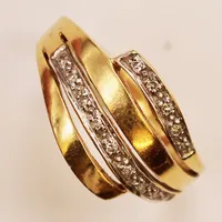 Ring, diamanter 13x ca 0,005ct, Ø17, bredd:11mm, 18K 3,8g.