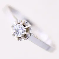 Ring, briljantslipad diamant 0,16ct enligt gravyr, Ø18, bredd:1,8-6mm, importstämplad, vitguld, 18K. Vikt: 2,2 g