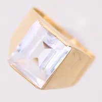 Ring, vit sten, Ø16½, bredd:2,5-12mm, 18K. Vikt: 4,2 g