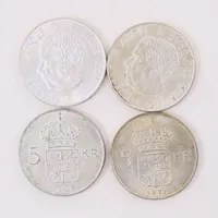 Mynt, 5 kronor, Sverige 1954-1971, silver 400/1000 Vikt: 72,1 g