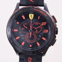 Herrur Scuderia Ferrari, svärtat stål, quartz, 42mm, refnr: SF.16.1.34.0094, kronograf, datum, svart gummiband, spänne i svärtat stål, box, ytterkartong
