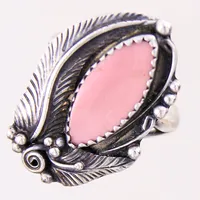 Ring med rosa sten, stl: 16½, bredd: 2-25mmm, repig sten, silver 925/1000 Vikt: 4,2 g