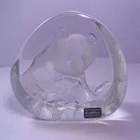 Glasskulptur, panda,  Mats Johansson, höjd: 11,5cm, signerad