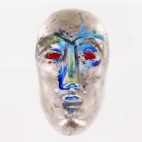 Skulptur Brains, Bertil Vallien, blå/silver med röda ögon, otydlig signatur och numrering, 7,5x6cm, Kosta Boda. Vikt: 0 g