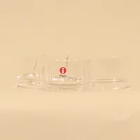 Ljuslykta, Savoy, Alvar Aalto för Iittala, klarglas, märkt och etikettmärkt, höjd 3,5, 13x10cm
