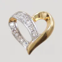 Hänge hjärta, 8/8slipade diamanter 8x ca 0,005-0,01ct, 16mm, GHA 18K Vikt: 2,4 g