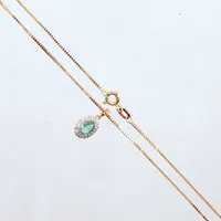 Kedja, Venezia, 45cm, hänge smaragd , diamanter 18x0,005ct 1,5cm, 18k  Vikt: 2,8 g