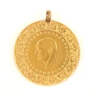 Hänge/Mynt, Ataturk, Ø30mm, år 2011, ögla ej guld, 21K Vikt: 7,2 g