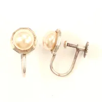 Ett par örhängen, pärlor, Ø8,5mm, 830/1000 silver  Vikt: 2 g