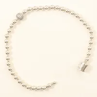 Armband Pandora, längd 19cm, bredd 6mm, vita stenar, ALE, 925/1000 silver  Vikt: 11,2 g