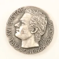 Minnesmynt/medalj, Till minne av trontillträdet 1973, Carl XVI Gustaf, Sveriges Konung 1973, för Sverige - i Tiden,  Sporrong AB, år 1973, träetui,  Vikt: 47,8 g