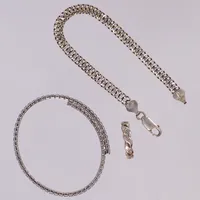 Ring, 2 armband, defekta, stenar saknas, 830/1000 silver Vikt: 13,8 g