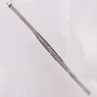 Armband, vita stenar, MEMA, 19cm, bredd 5,8-9,1mm, stämplad 830&835/1000 silver  Vikt: 17,9 g