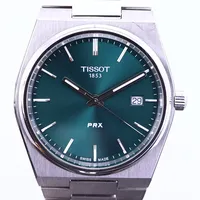 Herrur Tissot PRX, 40mm, quartz, stål, grön utavla, ref T137410A, inre omkrets armband ca. 18cm, lättare bruksslitage, inga övriga tillbehör Vikt: 0 g