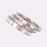 Tre ringar Chanel, 3-stack strass CC ring set, stl: 16,5/6, bredd 2,1mm samt 3,3mm, vitmetall, inga tillbehör  Vikt: 0 g