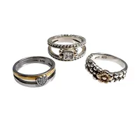 Ringar, 3 stycken, silver 925/1000, samtliga CHANTI, vita stenar, förgyllda detaljer, Ø16¼-16¾ mm, varierande bredd, störst bredd 5-9 mm, stenar utan anmärkning, fint skick, förefaller vara sparsamt använda Vikt: 13,5 g