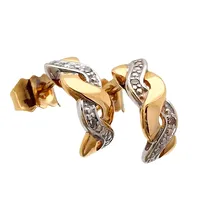 Diamantörhängen, 18K guld, dekor i vitguld, Diamanter 4 x 0,003ct, längd 11 mm, bredd 4 mm, originalploppar, fint skick Vikt: 1,8 g