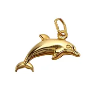Hänge Delfin, 18K guld, längd inkl. ögla 20 mm, bredd 14 mm, tjocklek 2,5 mm, fint skick Vikt: 0,6 g