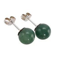 Örhängen, ett par, silver, modell med gröna klot (naturlig sten) Ø8 mm, originalploppar, stämplade STERLING, fint skick  Vikt: 1,9 g