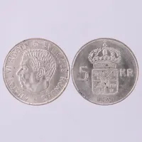 Mynt 5-kronor, Gustav VI Adolf, 1971, Ø 33mm, 400/1000, silver Vikt: 35,9 g
